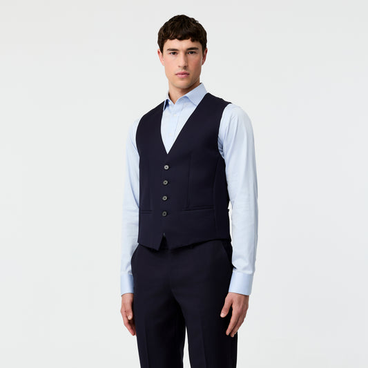 Wool Twill Waistcoat Navy