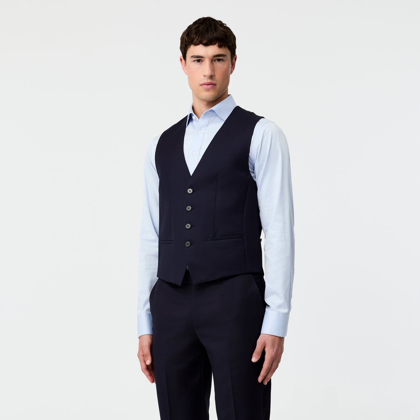 Wool Twill Waistcoat Navy