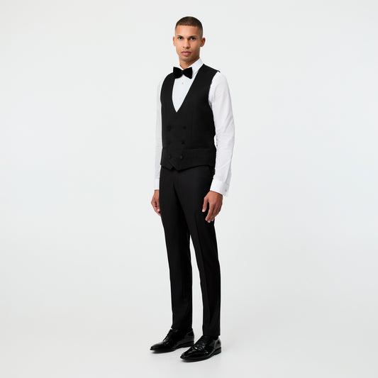 Double Breasted Tuxedo Waistcoat Black