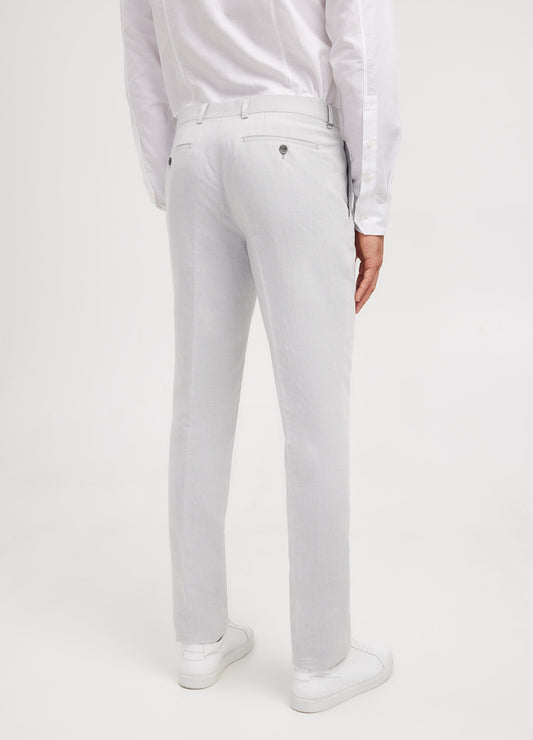 Linen Cotton Twill Suit Pant Silver