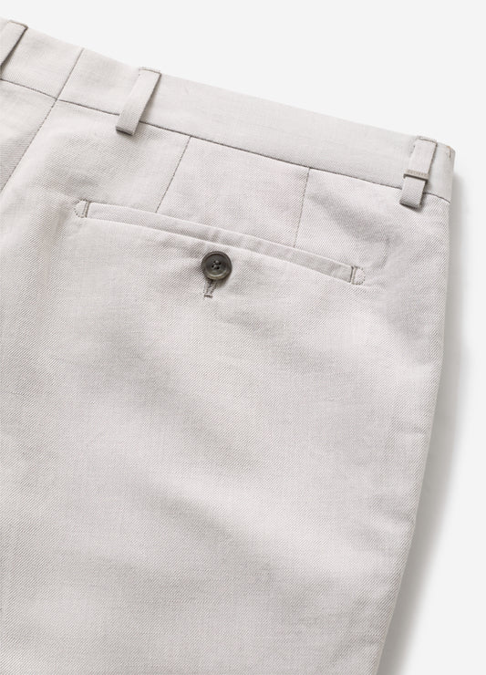 Linen Cotton Twill Suit Pant Silver