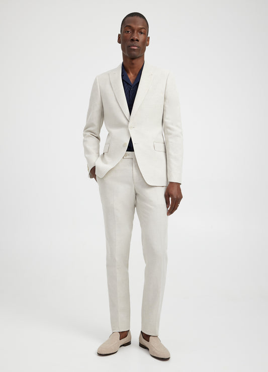 Linen Cotton Twill Suit Pants Natural