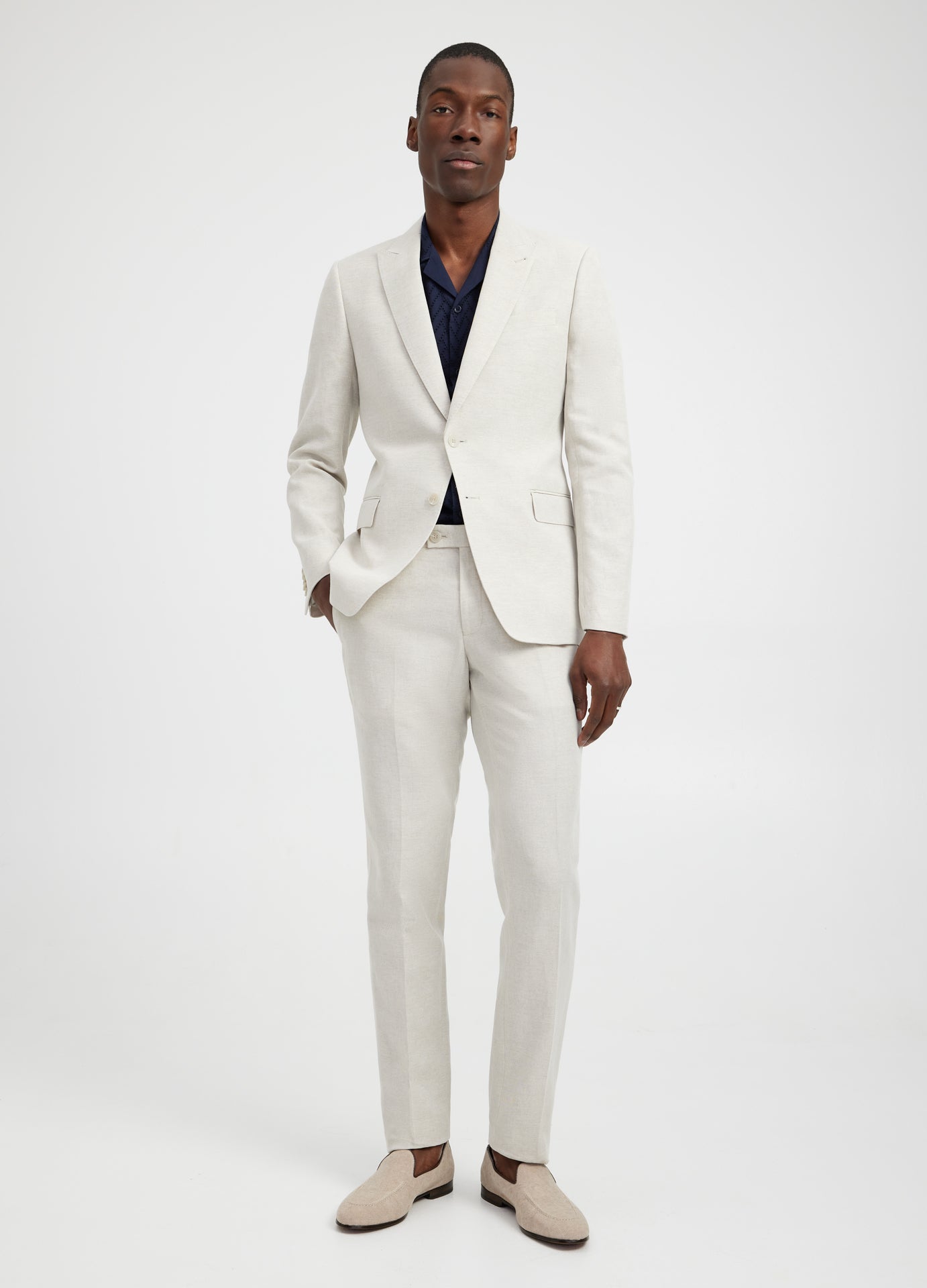 Linen Cotton Twill Suit Pants Natural