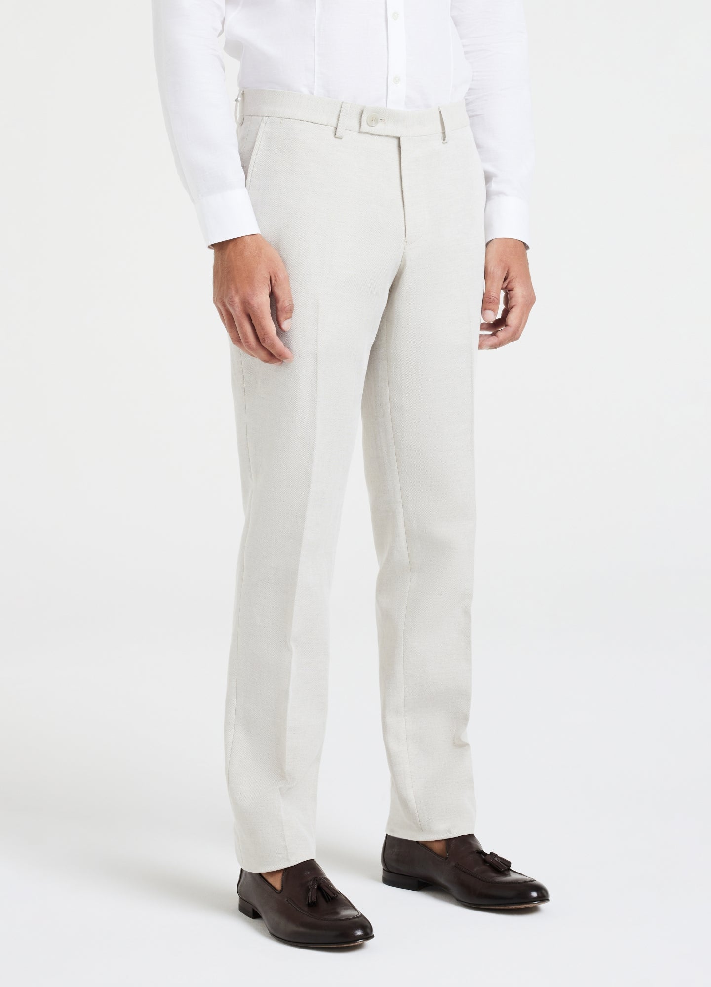 Linen Cotton Twill Suit Pants Natural
