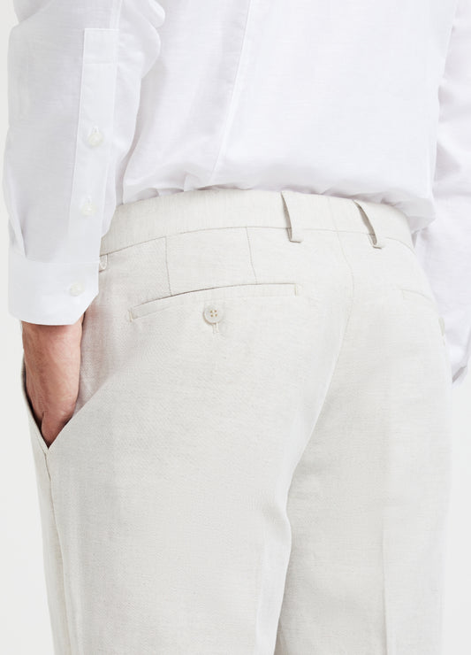 Linen Cotton Twill Suit Pants Natural