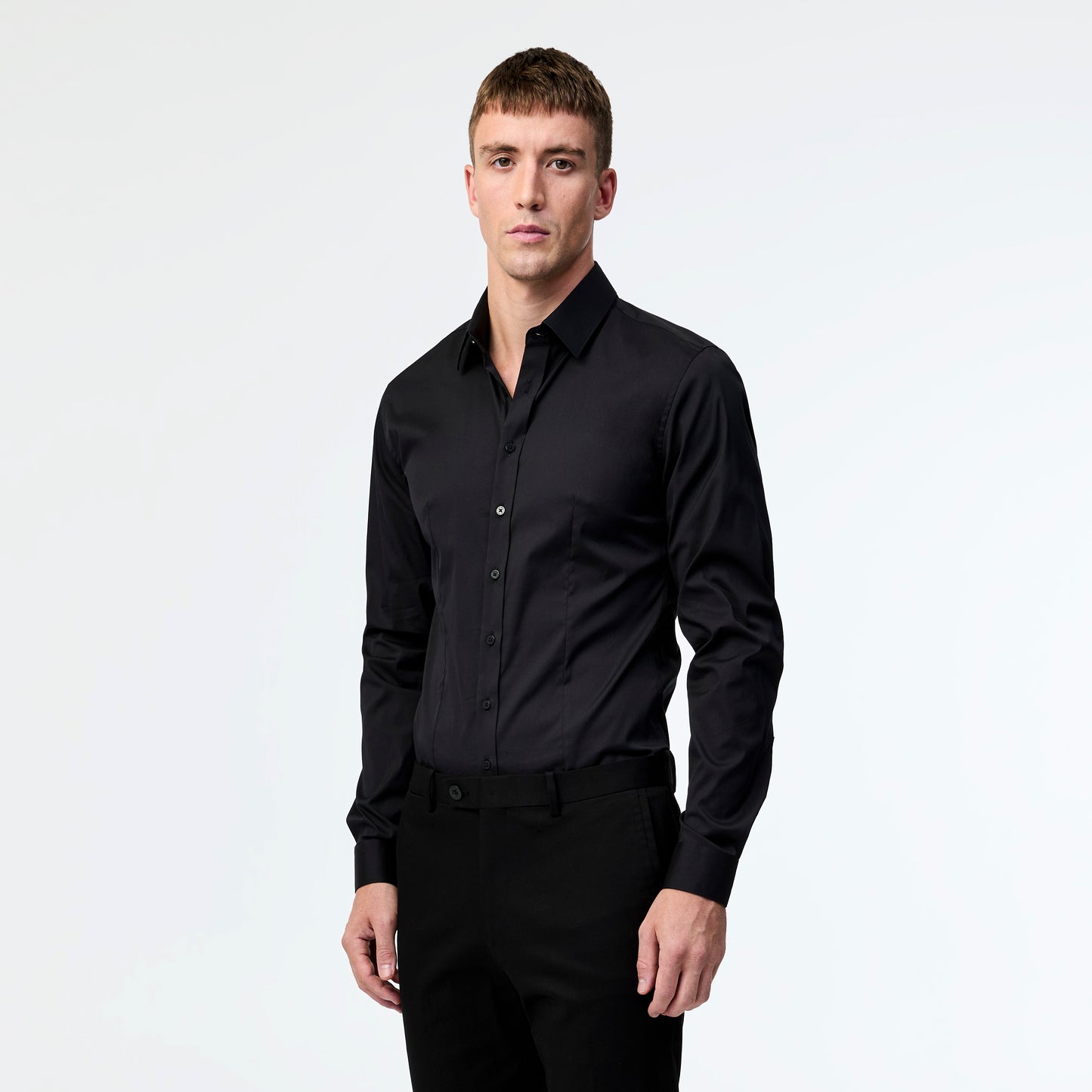 Stretch Cotton Poplin Shirt Black