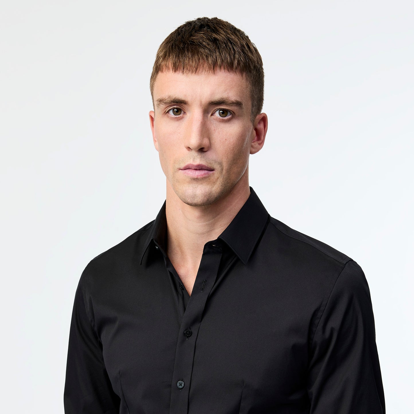 Stretch Cotton Poplin Shirt Black