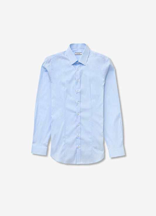 Stretch Cotton Poplin Shirt Light Blue