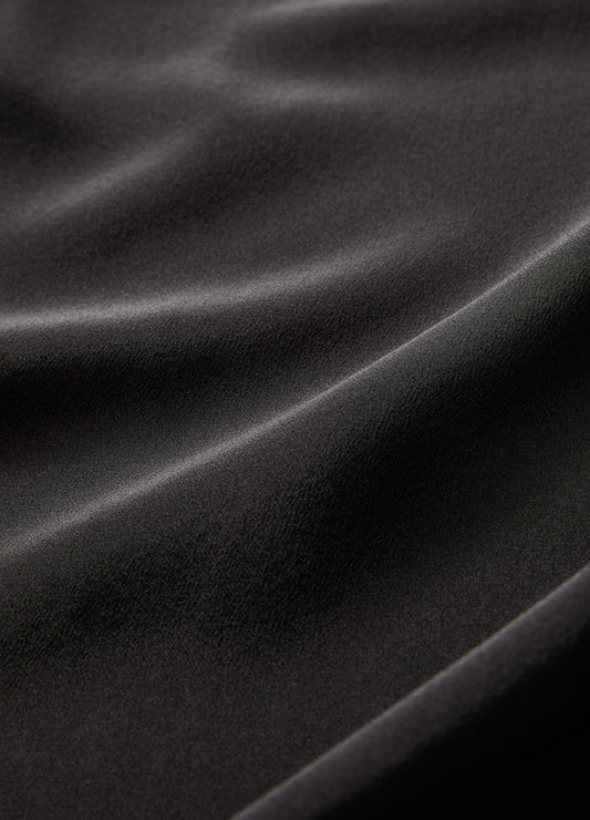 Camp Collar Silk Short Sleeve Shirt Black
