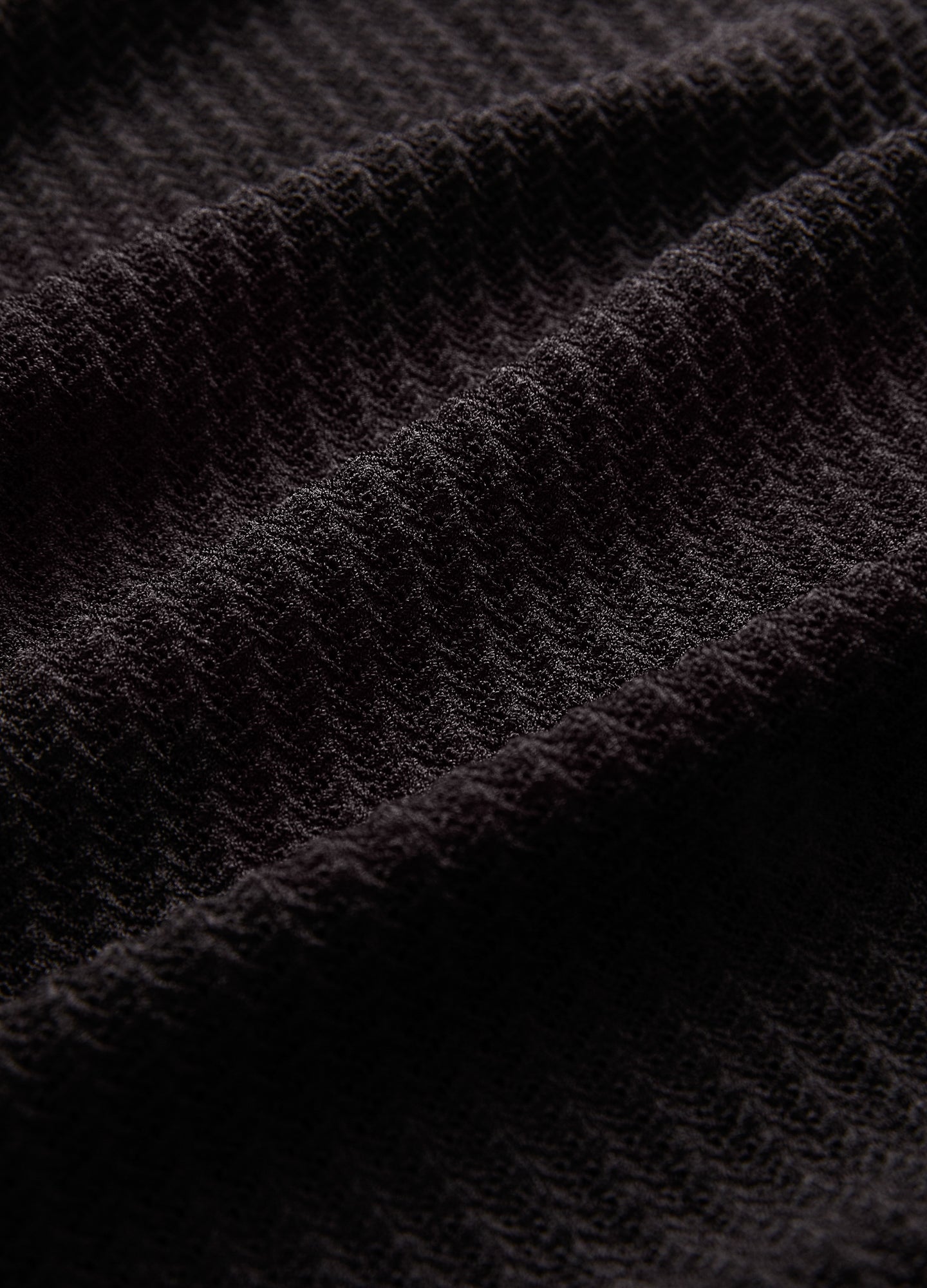 Zig Zag Lace Tech Knit Polo Black