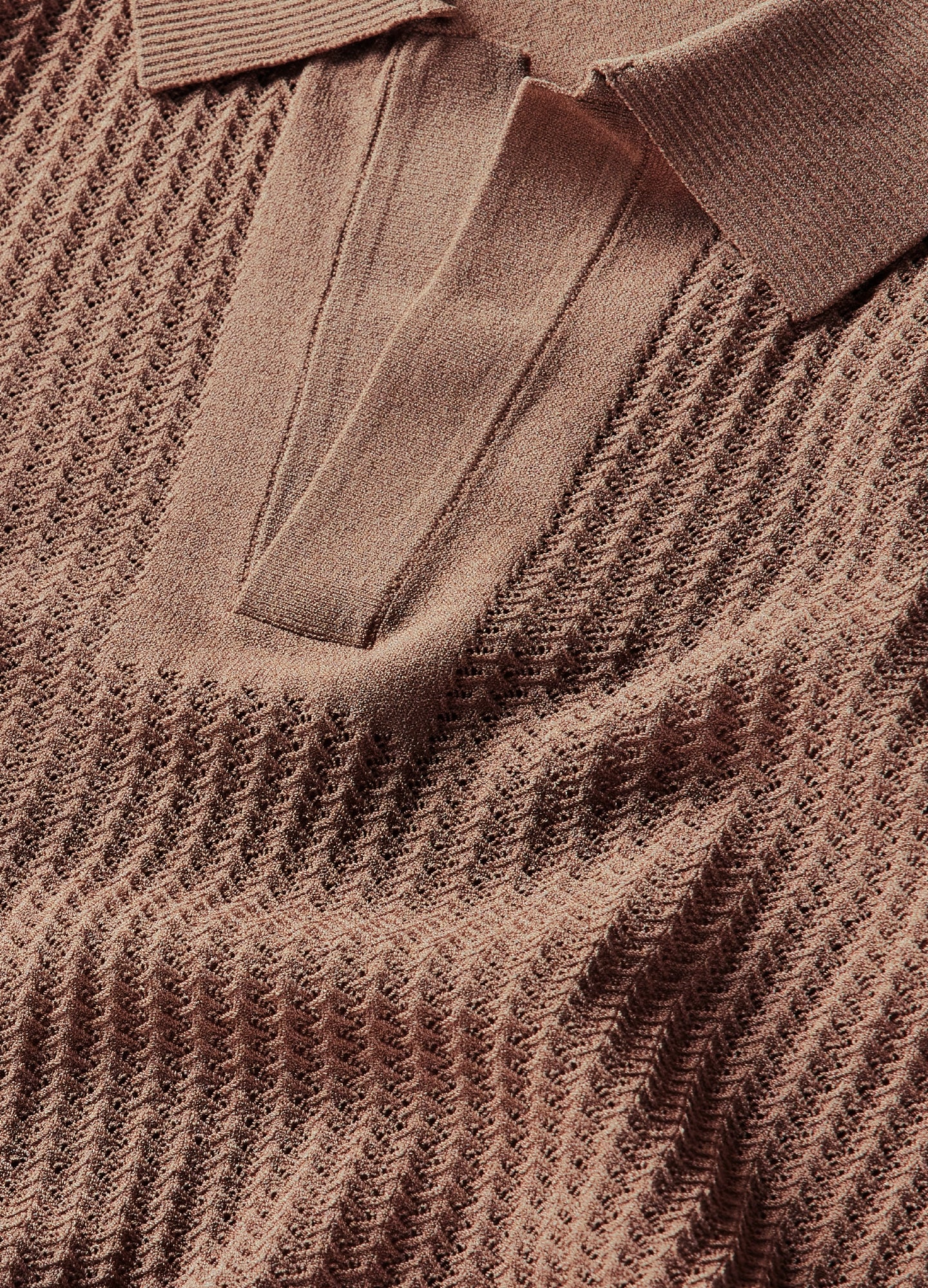 Zig Zag Lace Tech Knit Polo Mocha
