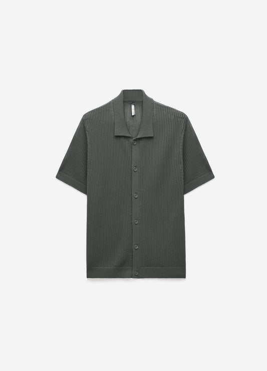 Relaxed Textured Knit Shirt Pine Green