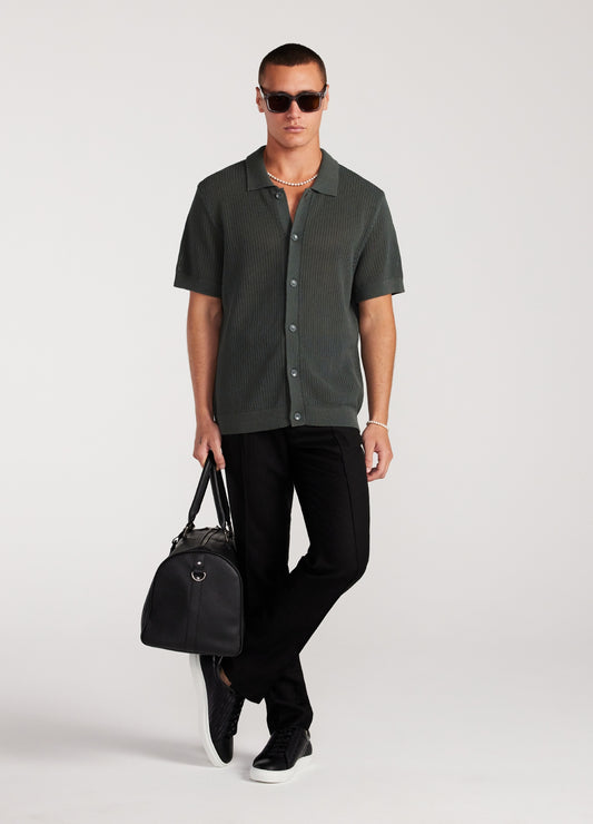 Relaxed Textured Knit Shirt Pine Green