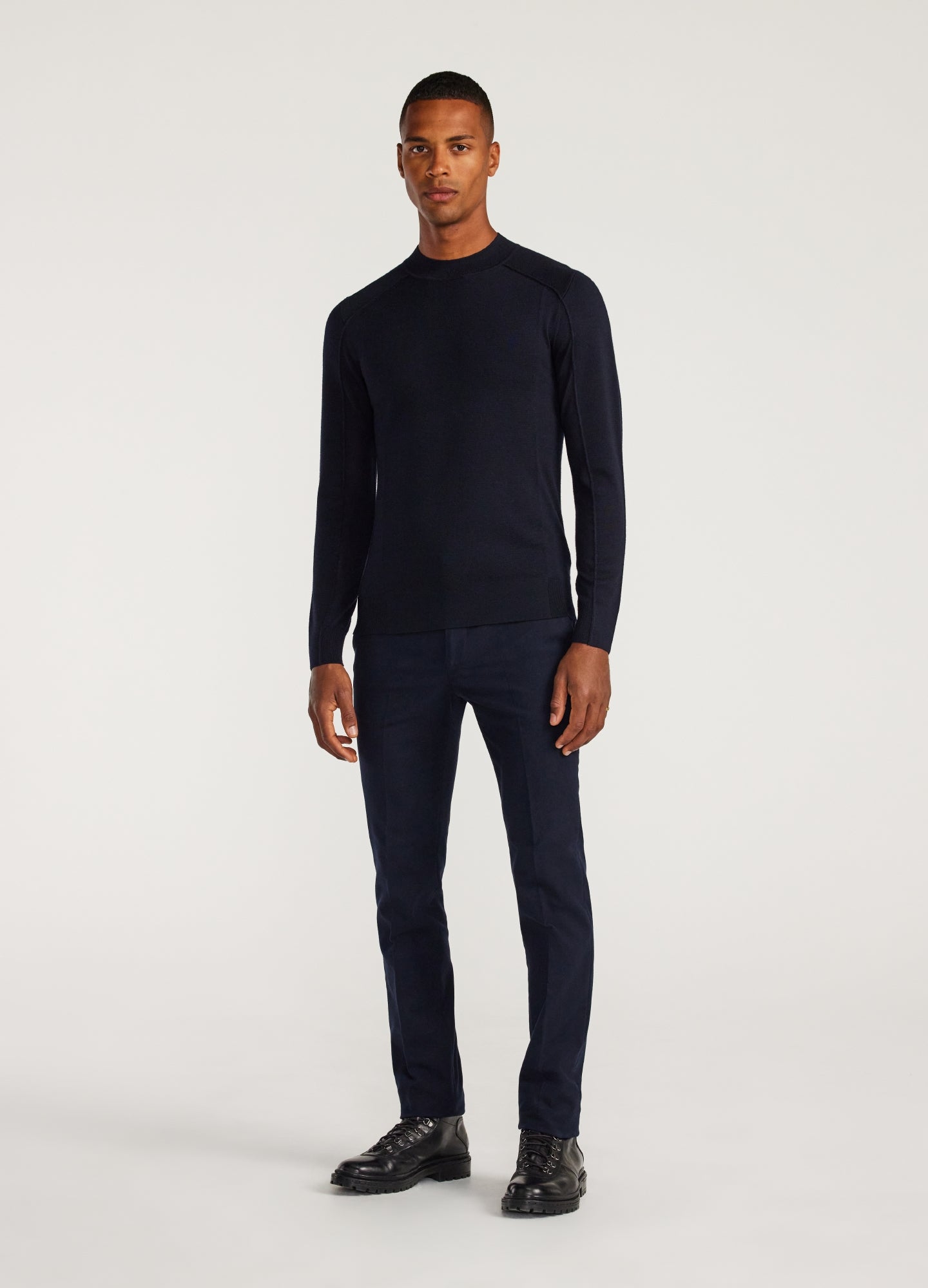 Mock Neck Merino Sweater Navy