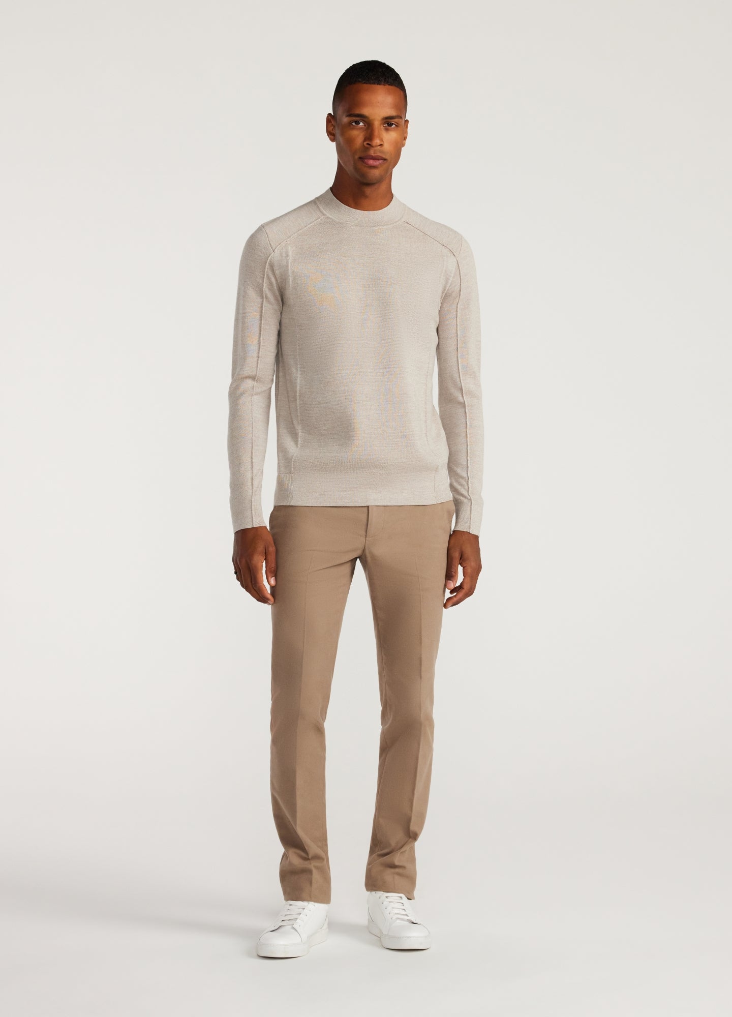 Mock Neck Merino Sweater Oatmeal
