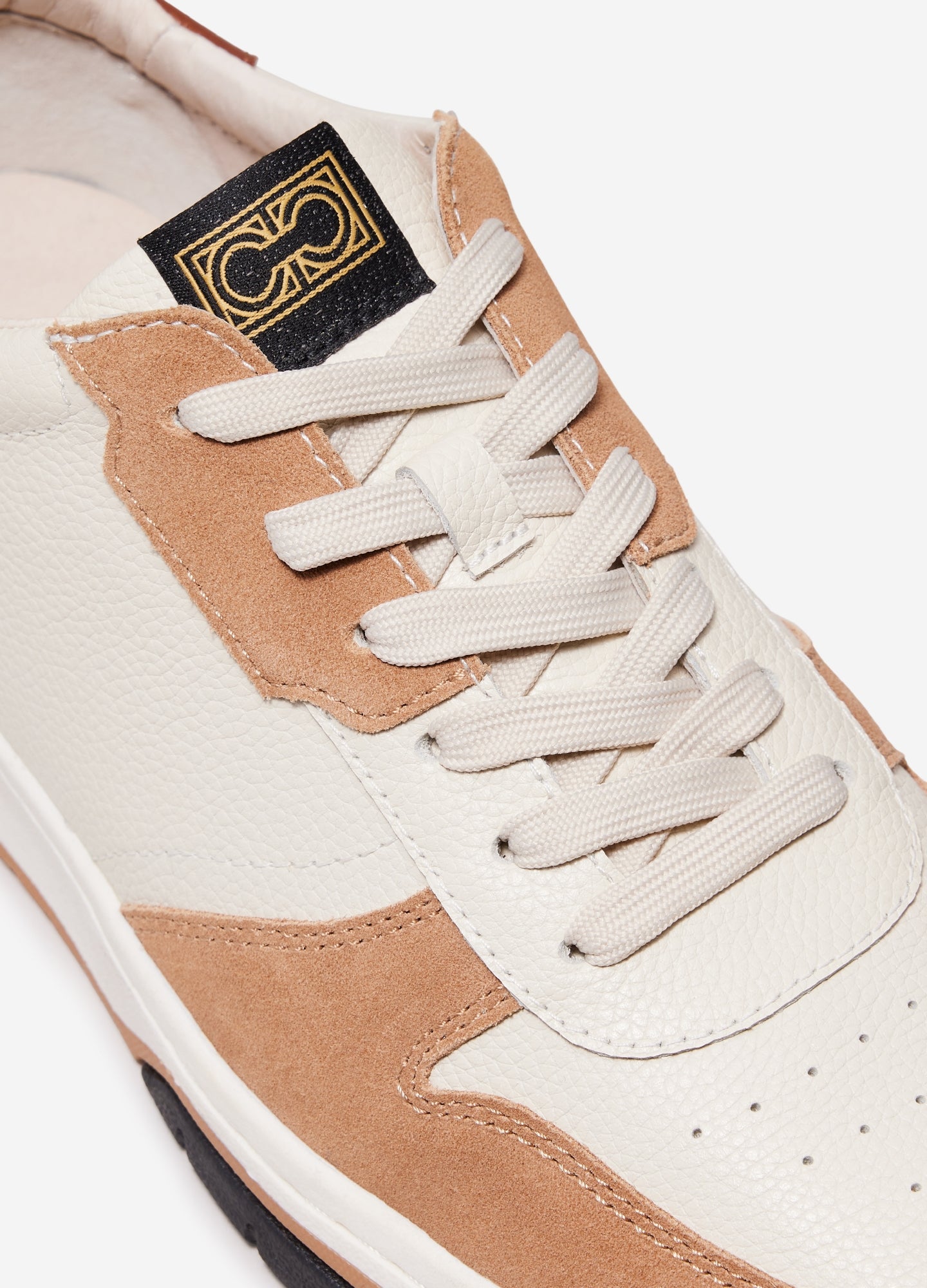 Leather Mix Court Sneaker Camel Combo